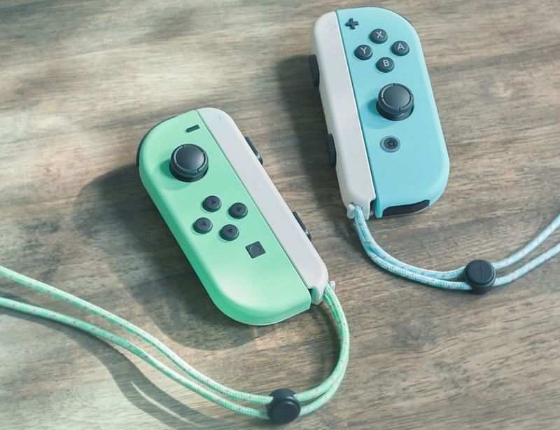 Nintendo&#039;s Animal Crossing themed joy cons (Image via GameSpot)