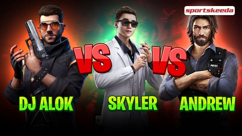 Comparing DJ Alok, Andrew, and Skyler in Free Fire