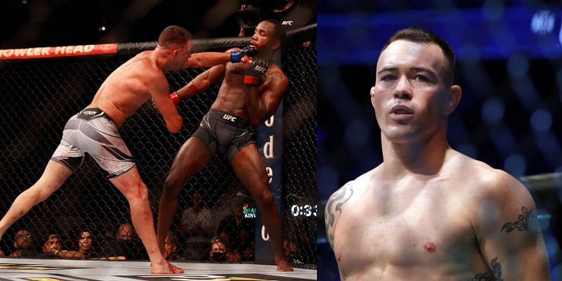 Nate Diaz punching Leon Edwards (Left) and Colby Covington (Right)