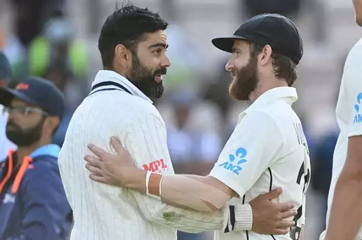 Indian skipper Virat Kohli with his New Zealand counterpart Kane Williamson