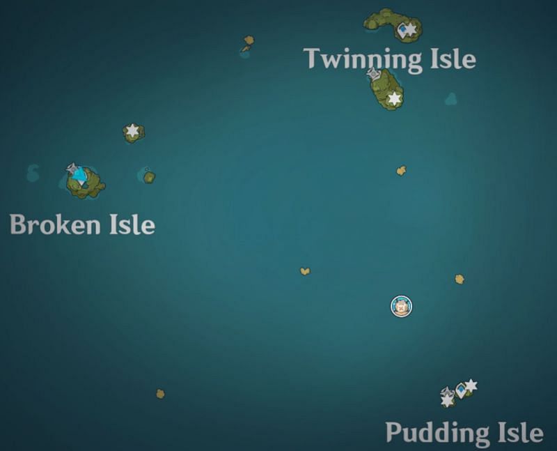 Current Echoing Conch locations for the Echoing Tales event (image via Genshin Impact)