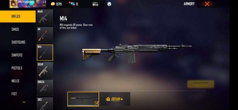 The M14 in Free Fire