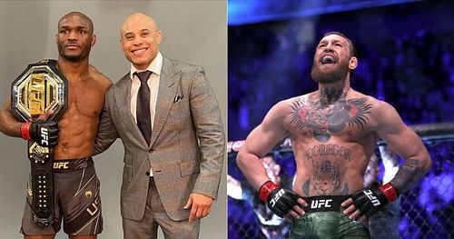 Kamaru Usman & Ali Abdelaziz (left) and Conor McGregor (right)