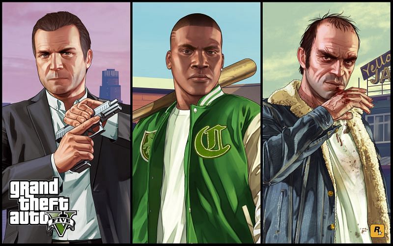 The three GTA 5 protagonists (Image via Rockstar Games)