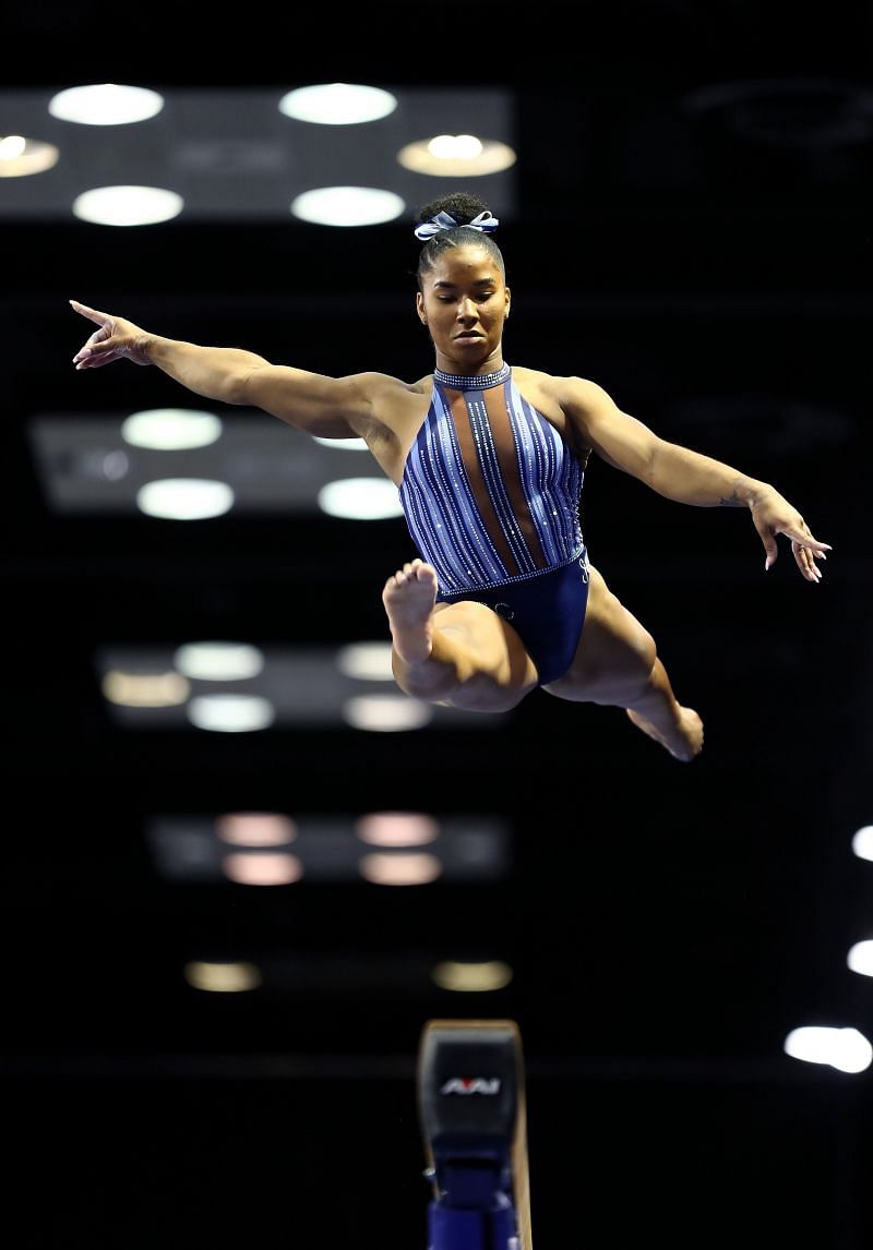 Jordan Chiles in action at the Senior Women&#039;s 2021 Winter Cup (Photo by Jamie Squire/Getty Images)