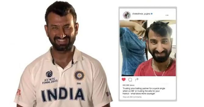 WTC final: [Watch] "Never tried this again" - Cheteshwar Pujara takes a cheeky dig at his wife's haircutting skills
