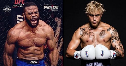 Tyron Woodley (left) and Jake Paul (right)