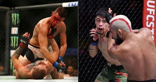 Conor McGregor vs Nate Diaz (left) and Deiveson Figueiredo vs Brandon Moreno