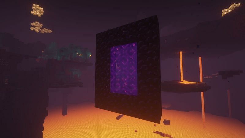 A Nether Portal floating in the Nether world (Image via Minecraft)