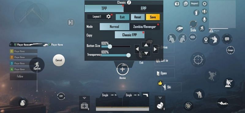 The &#039;Layout&#039; settings in BGMI