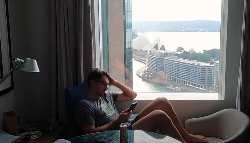 Pat Cummins shares the view from his hotel room. Pic: Pat Cummins/ YouTube