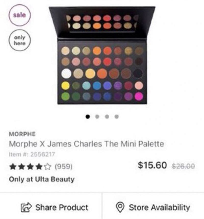The &quot;mini&quot; palette also went on sale along with other James Charles products (Image via Twitter)