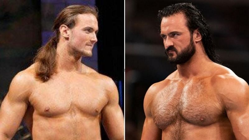Drew McIntyre during his first WWE run (L), and following his 2017 return (R)