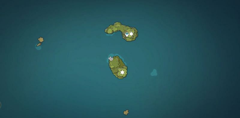 Echoing Tales event map - part one: Echoing Conches on Twinning Isle (image via Genshin Impact)