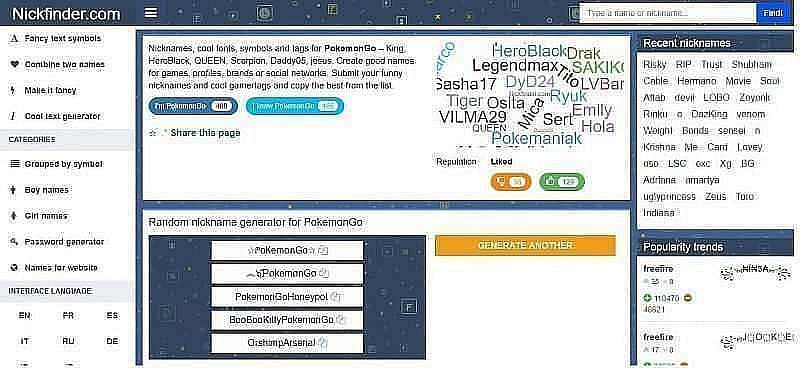 Free Fire के लिए स्टाइलिश नाम तैयार करने के लिए nickfinder.com एक शानदार विकल्प है 