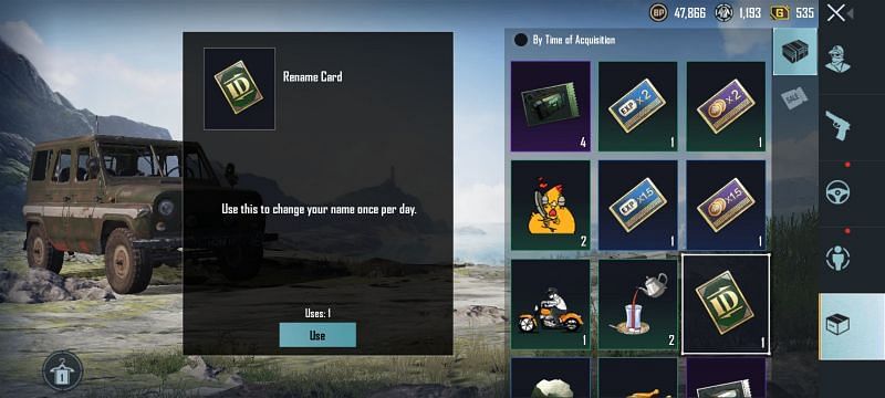 Rename card in Battlegrounds Mobile India