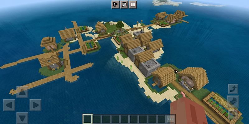 The village island at spawn (Image via Minecraft)