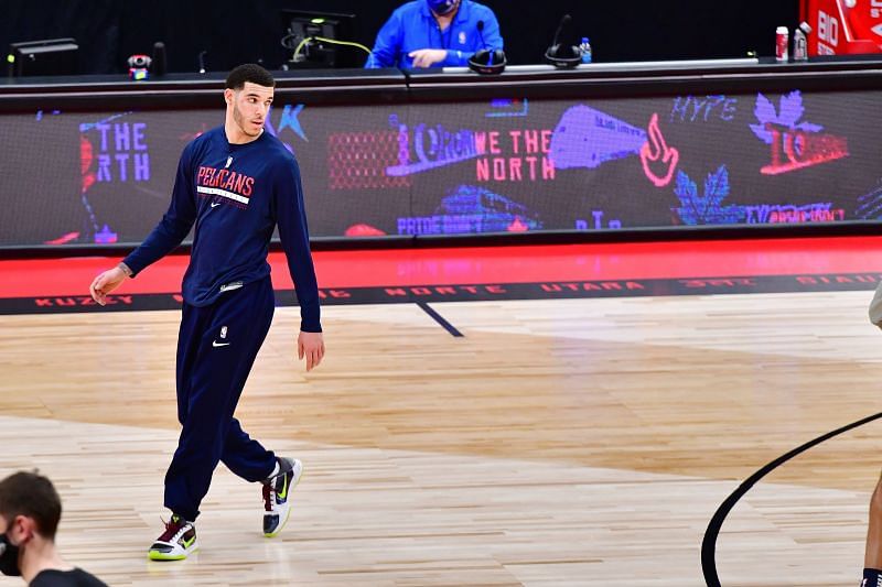 New Orleans Pelicans&#039; Lonzo Ball warming up