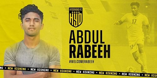 Abdul Rabeeh joins ISL side Hyderabad FC (Image Courtesy: Hyderabad FC Twitter)