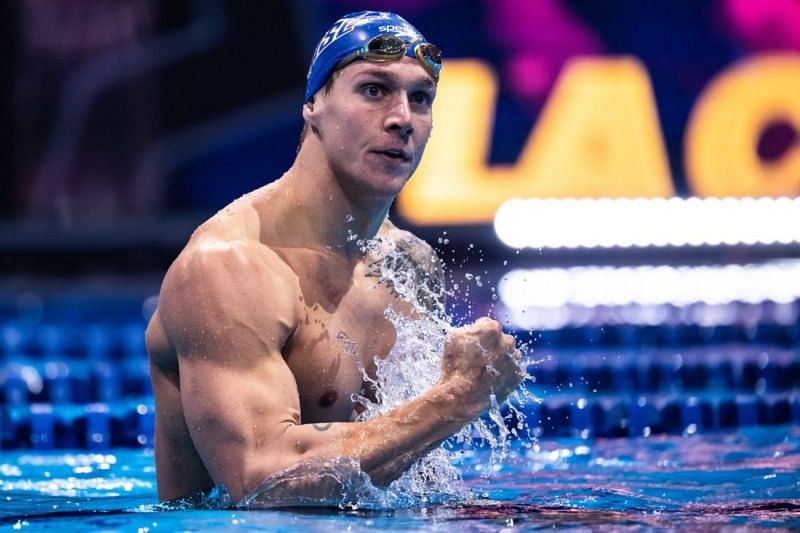 Caeleb Dressel after shattering 50m Freestyle world record at International Swimming League