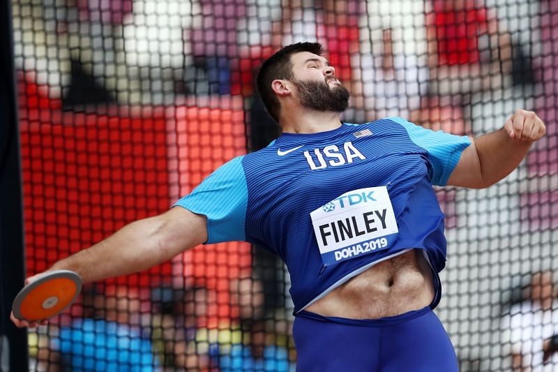 Mason Finley throws a disc at the 17th IAAF World Athletics Championships Doha 2019