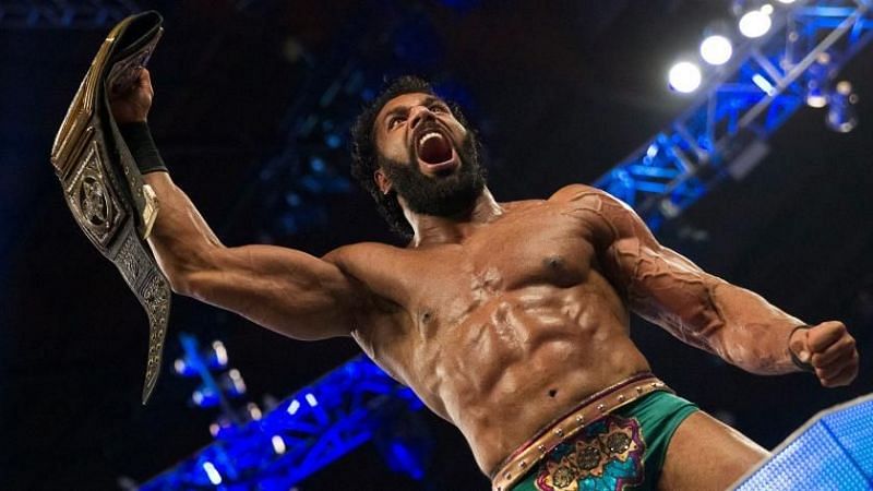 Jinder Mahal with the WWE Championship during his short run