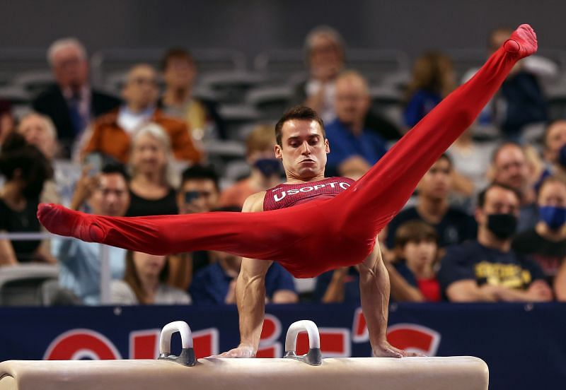 Sam Mikulak will be in action at the US Olympic Gymnastics Trials 2021 (Photo by Jamie Squire/Getty Images)