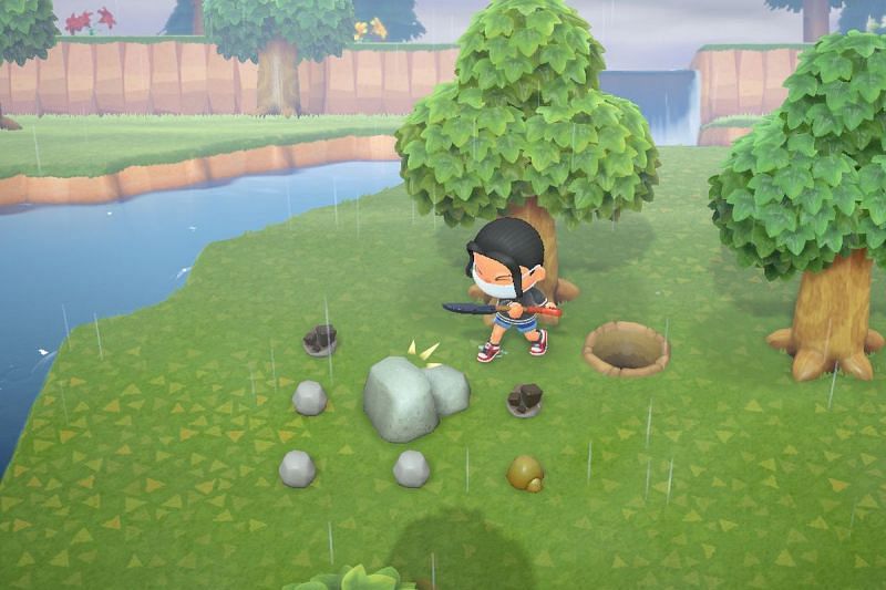 Rocks in Animal Crossing: New Horizons (Image via Polygon)