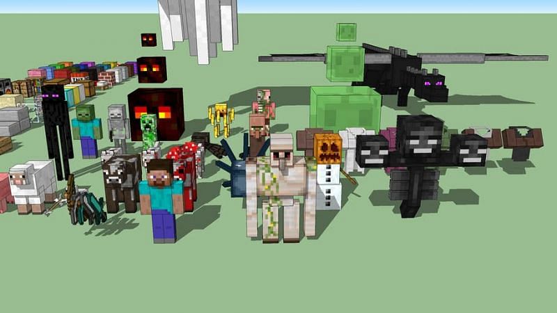 A 3D rendition of many Minecraft mobs (Image via 3dwarehouse)