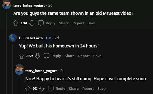 Curious Reddit comments regarding MrBeast (Image via Reddit)