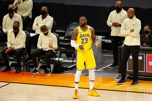 LeBron James #23 of the Los Angeles Lakers