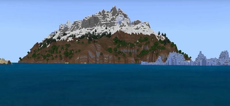An early shot of a mountain in the upcoming Caves &amp; Cliffs update (Image via Mojang)