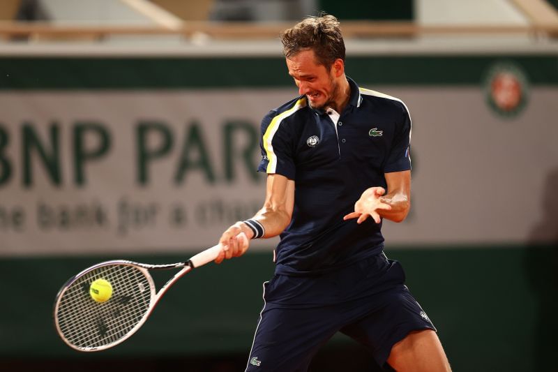 Daniil Medvedev hiting a forehand