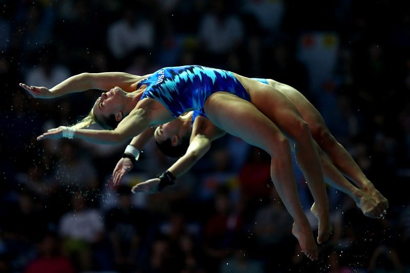 Samantha Bromberg and Katrina Young will be in action at the 2021 US Olympic Diving Trials (Photo by Clive Rose/Getty Images)