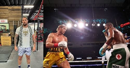 Brendan Schaub (left), Logan Paul vs. Floyd Mayweather (right) [Image Courtesy: @BrendanSchaub on Twitter]