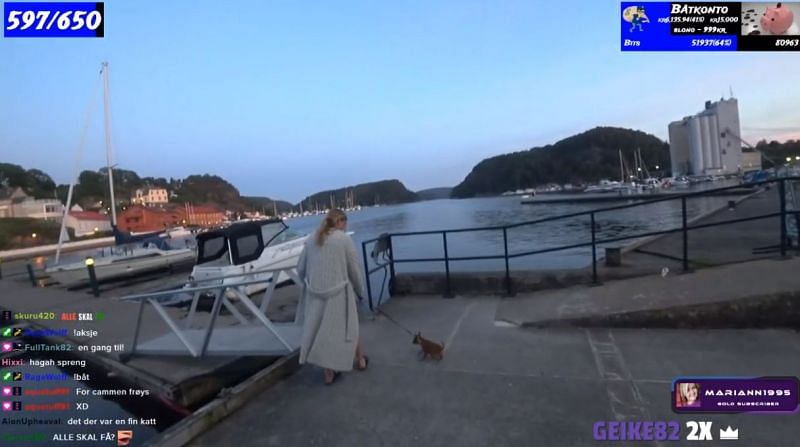 Twitch streamer Iverz76&#039;s girlfriend recently fell into the water during a &quot;Just Chatting&quot; live stream.(Image via Iverz76, Twitch)
