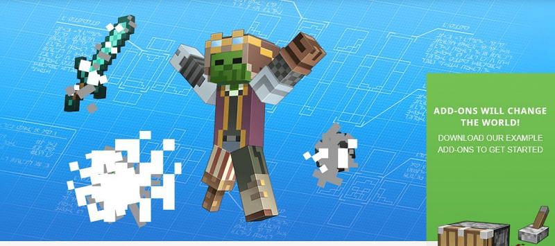 The official home page for Minecraft Bedrock Edition add-ons (Image via Mojang)