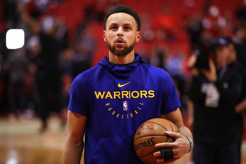 Stephen Curry of the Golden State Warriors reacts during the 2020-21 NBA season