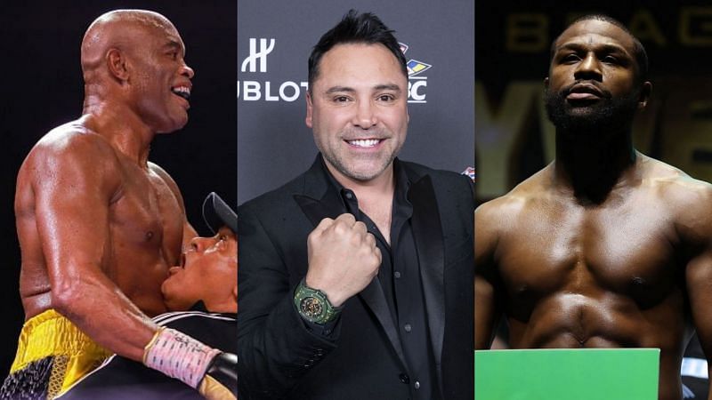 Anderson Silva (left), Oscar De La Hoya (center), Floyd Mayweather (right)