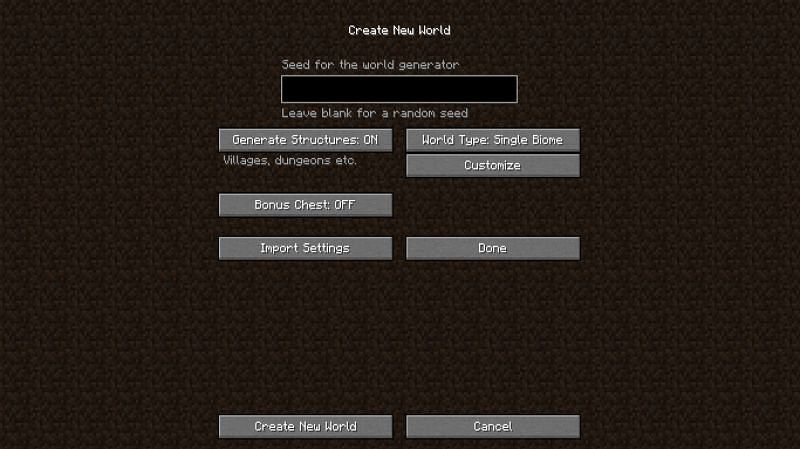 Select Single Biome (Image via Minecraft)