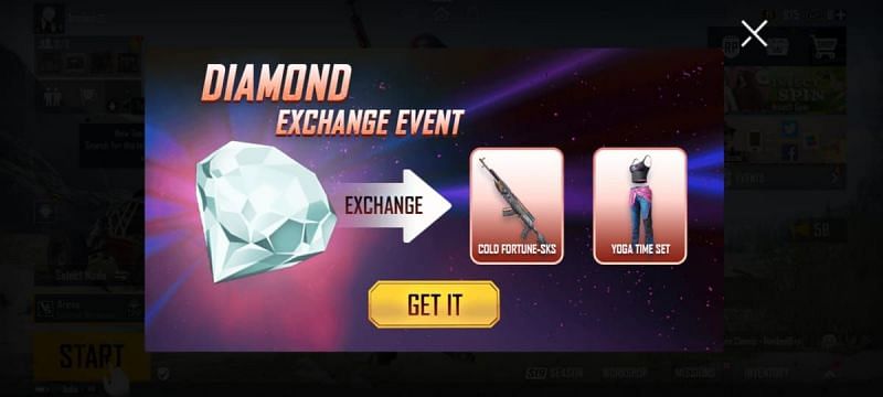 Exchange Diamonds to get the SKS skin (Image via BGMI)