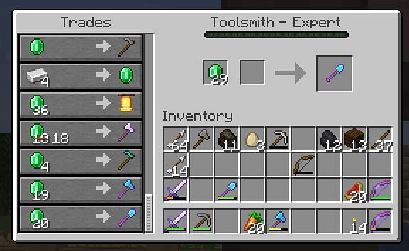 Toolsmith trades (Image via bugs.mojang.com)