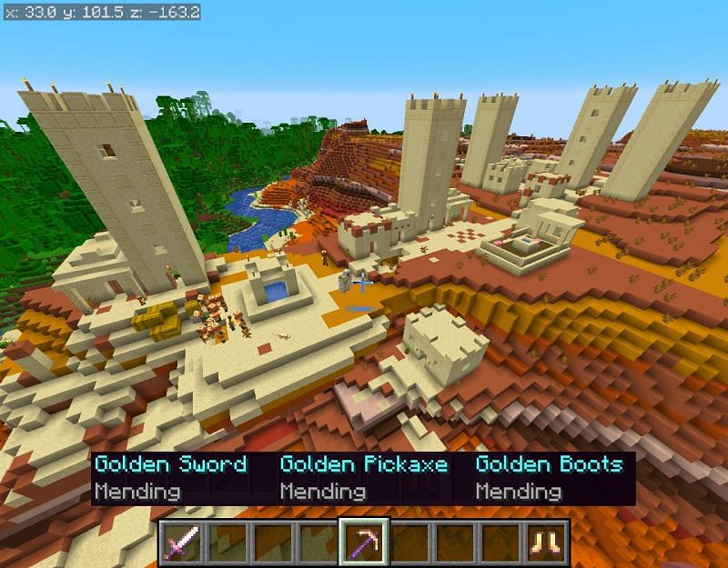 Desert village in a badlands biome (Image via Minecraft)