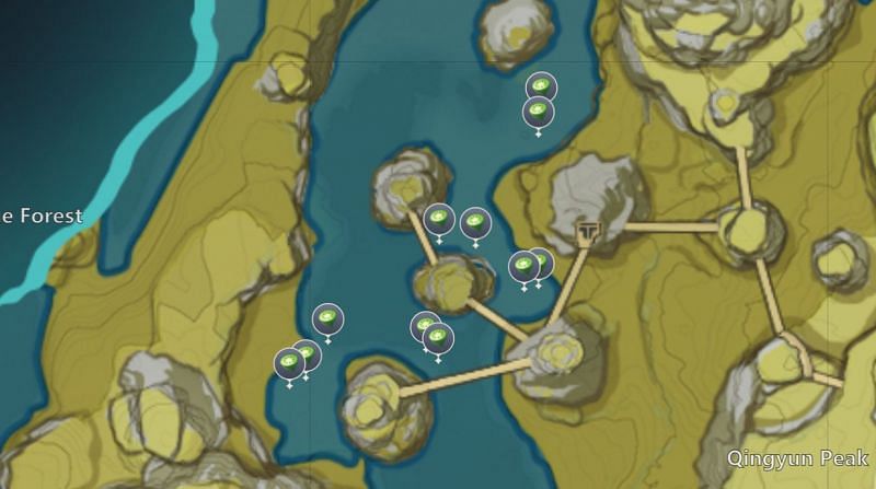 Lotus Head locations in Huaguang Stone Forest (image via miHoYo)