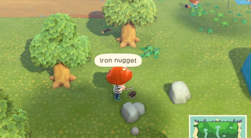 Iron nuggets from rocks in Animal Crossing (Image via Gamepur)