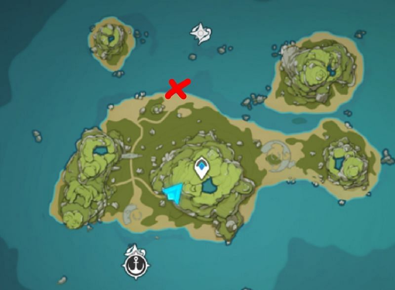 Go to the spot marked in X to claim the chests (Image via Xtracted, HoYoLab)