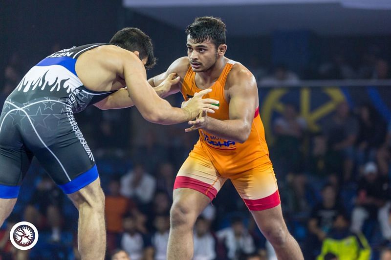 Deepak Punia pulled out of Poland Open due to elbow injury. (Source Image: UWW/ Twitter)