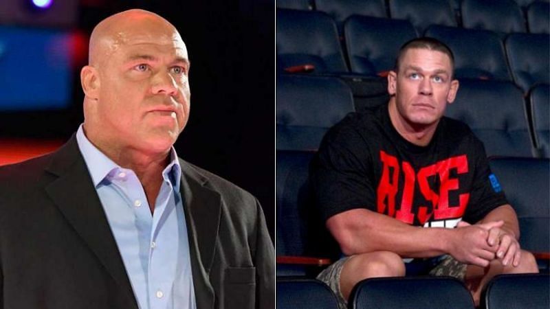 Kurt Angle (left); John Cena (right)
