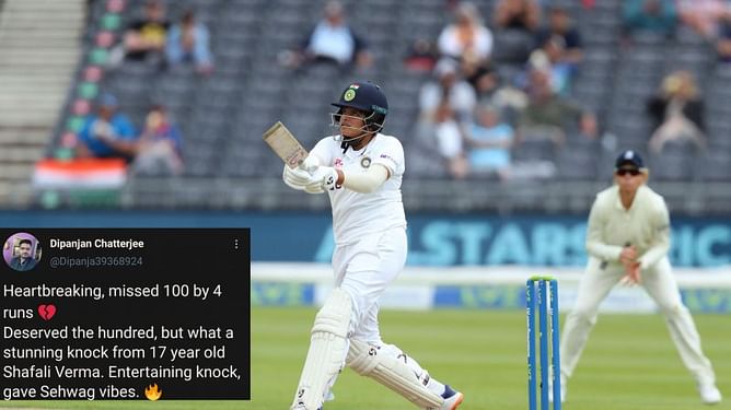 "Gave Sehwag vibes"- Twitter reacts to Shafali Verma's incredible 96-run knock on Test debut