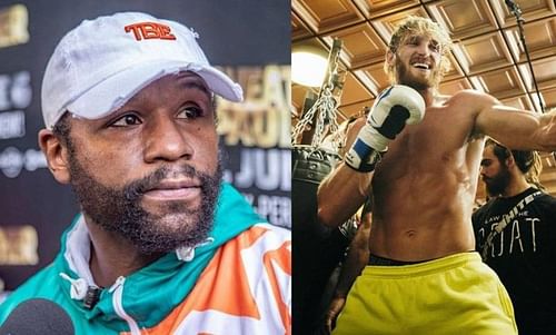 Floyd Mayweather Jr. (left); Logan Paul (right)